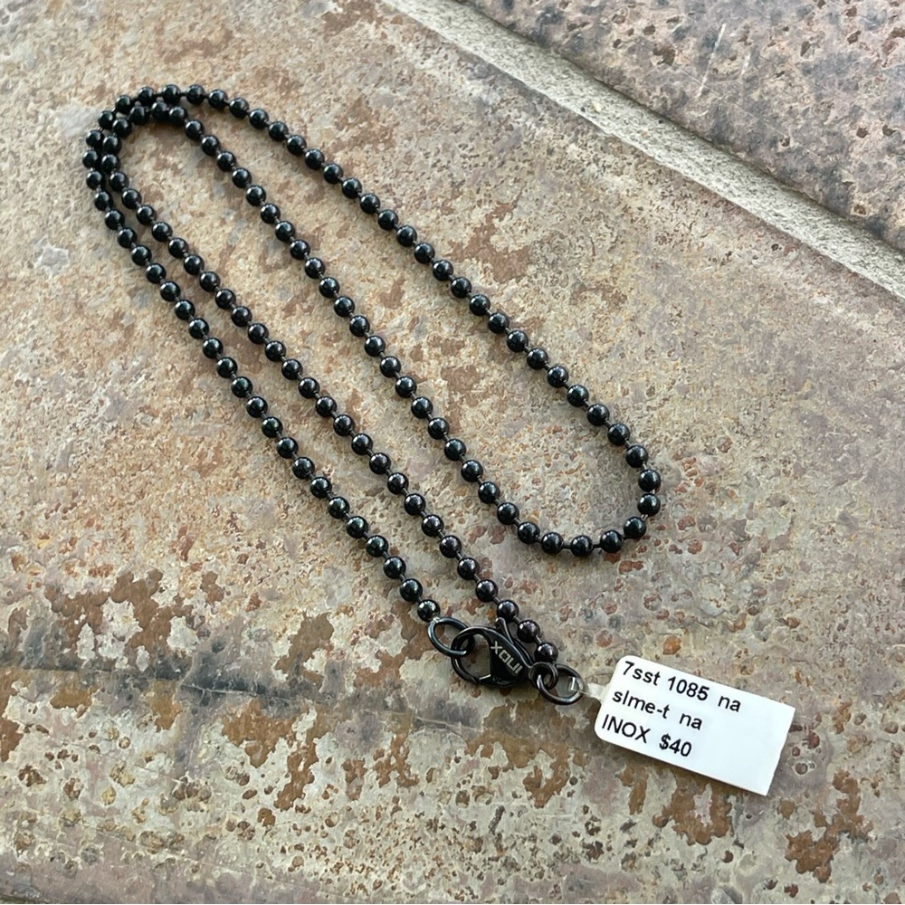 INOX Black Beaded Necklace 19”